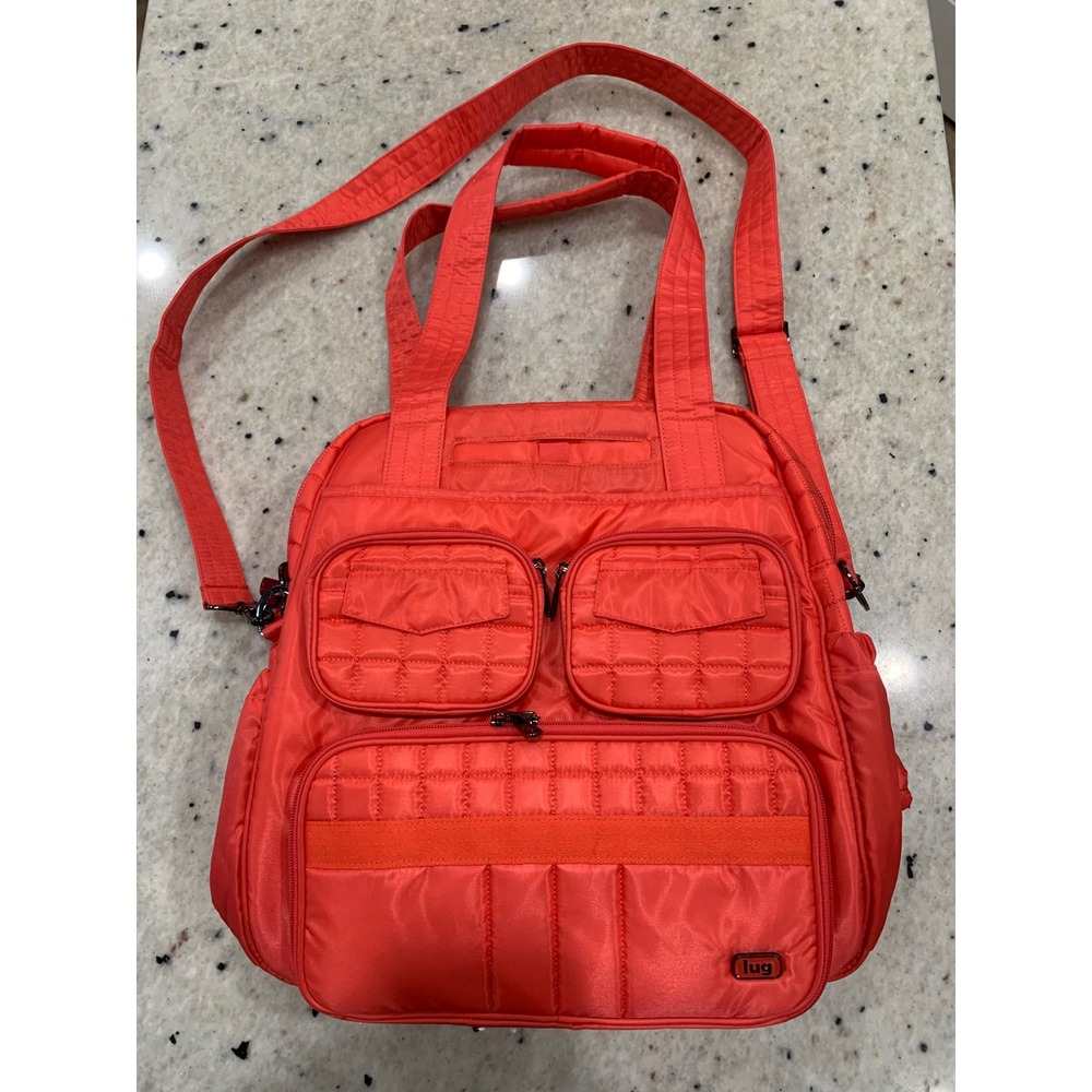 Lug Puddle Jumper Sunset Orange Quilted Overnight Travel Tote Bag Crossbody - Picture 2 of 7